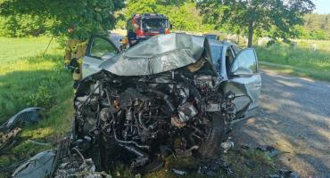 Wyprzedzała busa i uderzyła w drzewo. Zajechał jej drogę 